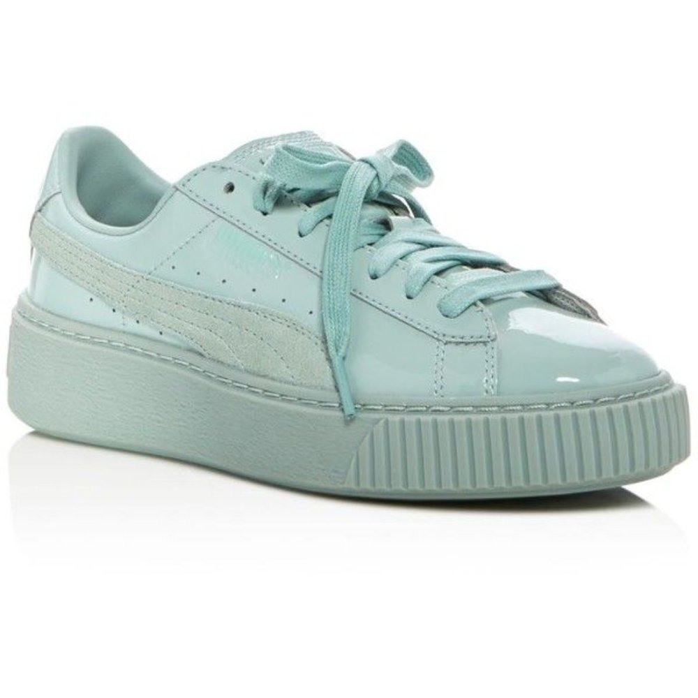 Puma Women's Mint Patent Leather Creeper Sneakers (size US 7.5)